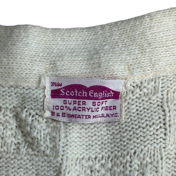 Vintage Miss Scotch English 60s Sleeveless Knit Cardigan Sweater Women's Medium - Picture 2 of 4